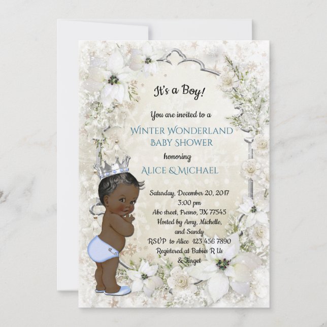 Invitation Baby shower d'hiver garçon, ethnique, Wonderland d (Devant)