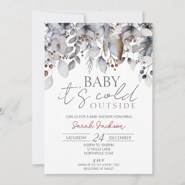 Invitation Baby shower d'hiver, il fait froid deho (Devant)