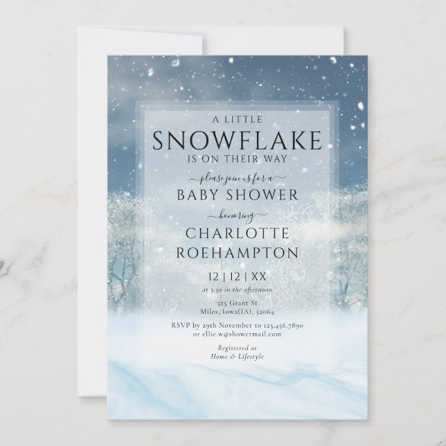 Invitation Baby shower d'hiver Little Snowflake (Devant)