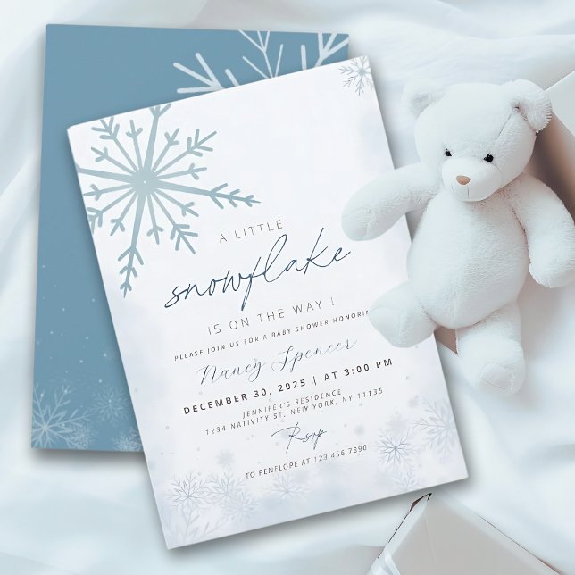 Invitation Baby shower d'hiver Little Snowflake (Créateur téléchargé)