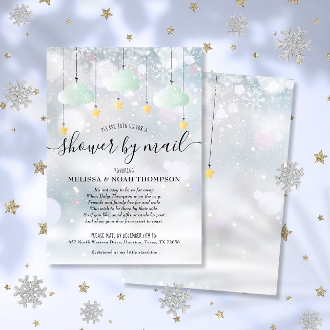 Invitation Baby shower D'Hiver Par Courrier Interurbain (Winter Baby Shower By Mail Long Distance Invitation)