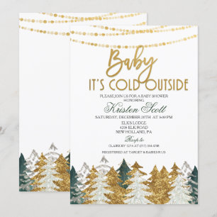 Invitation Baby shower d'hiver Parties scintillant arbre Invi