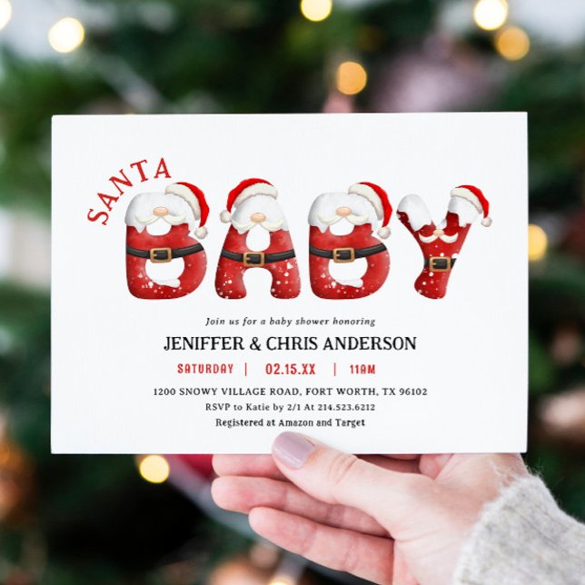 Invitation Baby shower d'hiver pour bébé Père Noël (Créateur téléchargé)