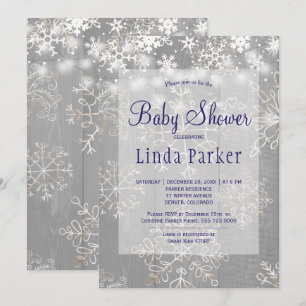 Invitation Baby shower d'hiver rustique de la Marine blanche