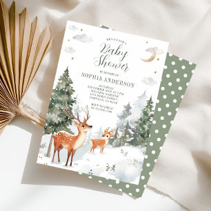 Invitation Baby shower d'hiver sur les animaux des bois
