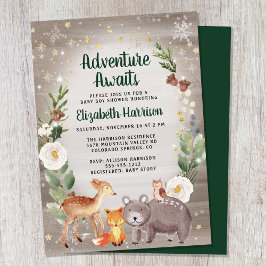 Invitation Baby shower d'hiver sur les animaux des bois