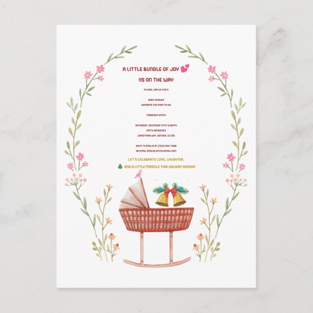 Invitation Baby shower d'hiver - Un petit paquet (Devant)