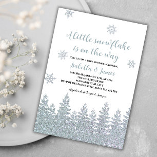 Invitation Baby shower d'hiver Woodland Little Snowflake
