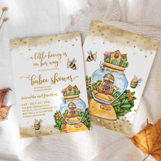 Invitation Baby shower d'illustration de mielComb et d'abeill (Créateur téléchargé)