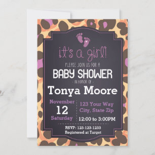 Invitation Baby shower d'impression Cheetah
