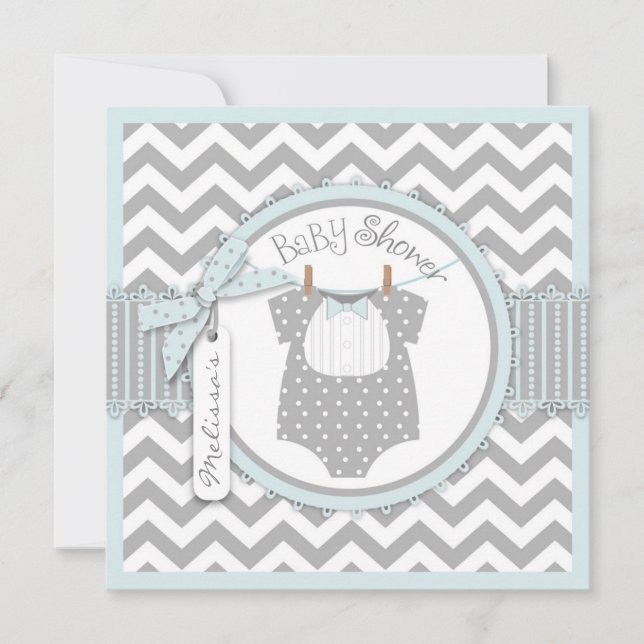 Invitation Baby shower d'impression de Chevron de cravate (Devant)