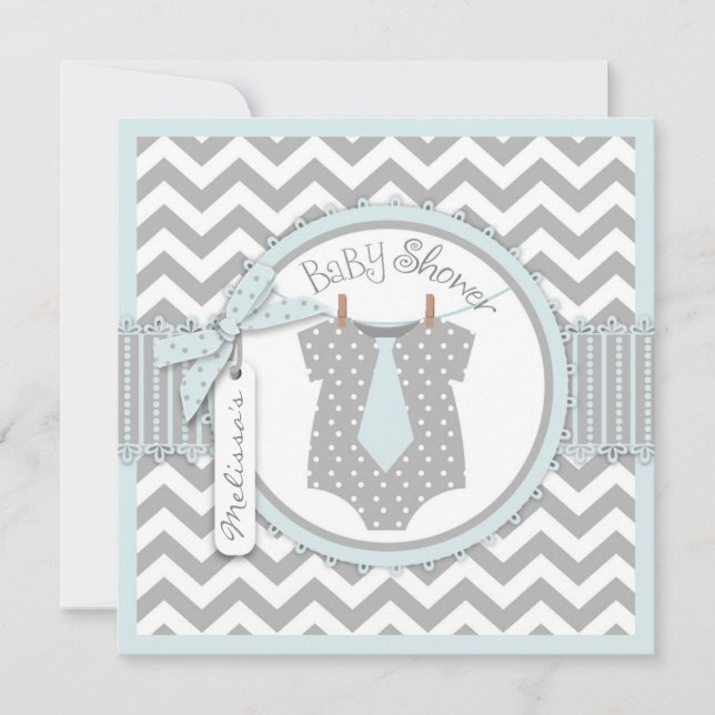 Invitation Baby shower d'impression de Chevron de cravate de (Devant)
