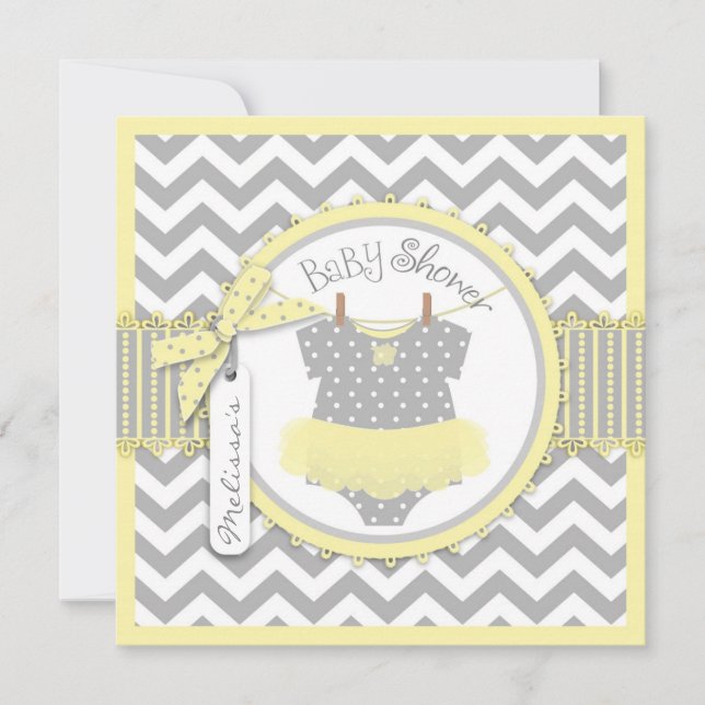 Invitation Baby shower d'impression de Chevron de tutu de (Devant)