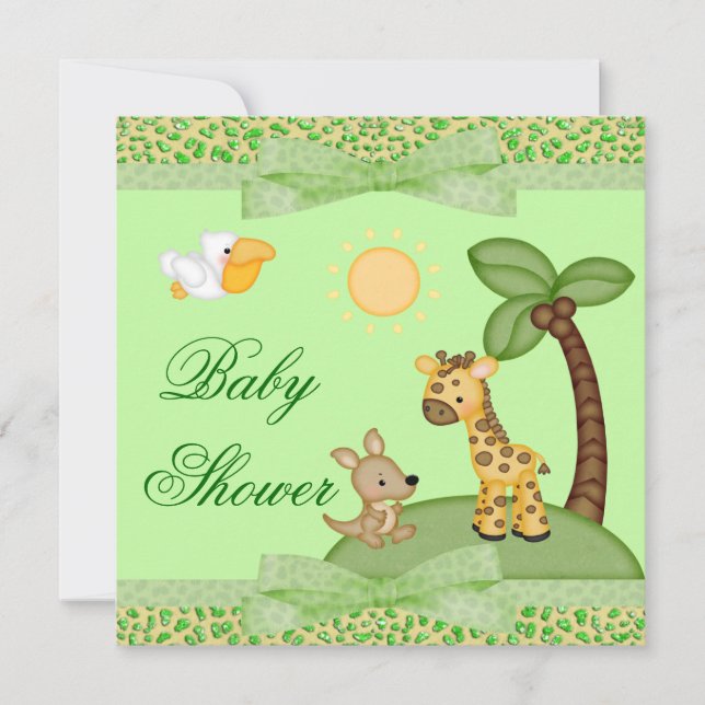 Invitation Baby shower d'impression de guépard d'animaux de (Devant)