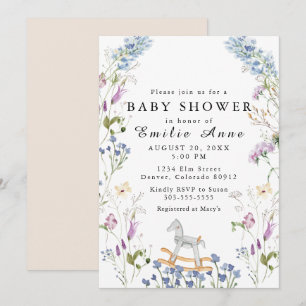 Invitation Baby shower d'impression douce couleur fleur sauva