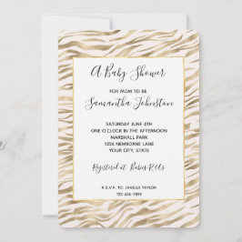 Invitation Baby shower d'impression Gold Zebra