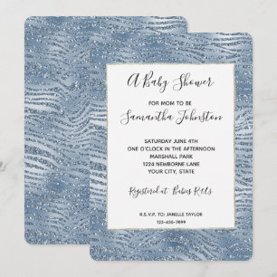 Invitation Baby shower d'impression Zebra Blue Glam Parties s