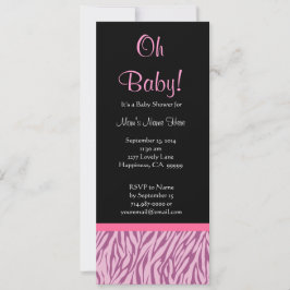 Invitation Baby shower d'impression Zèbre rose et noir