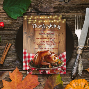 Invitation Baby Shower Dinde Rôtie de Thanksgiving Rustique