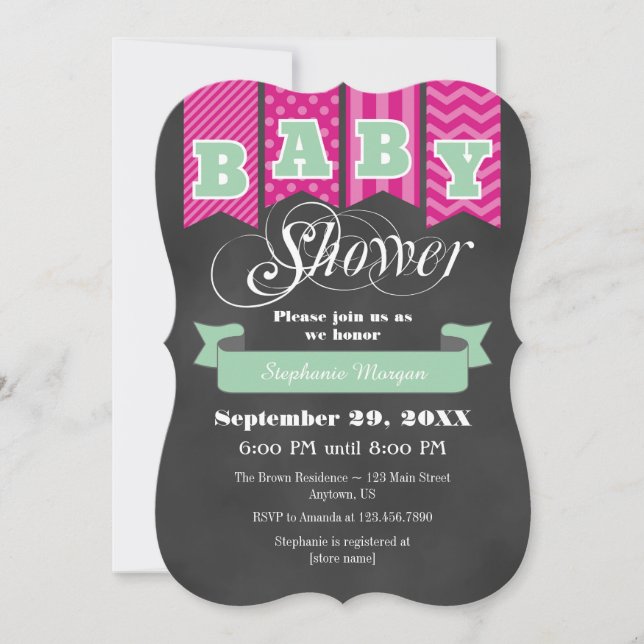 Invitation Baby shower d'indicateur de tableau de  (Devant)