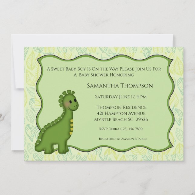 Invitation Baby shower Dinosaur (Devant)