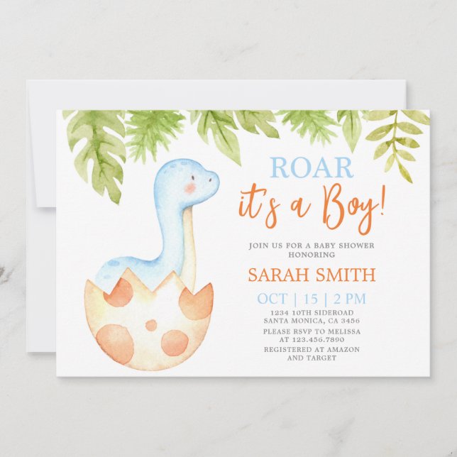 Invitation Baby shower Dinosaur (Devant)