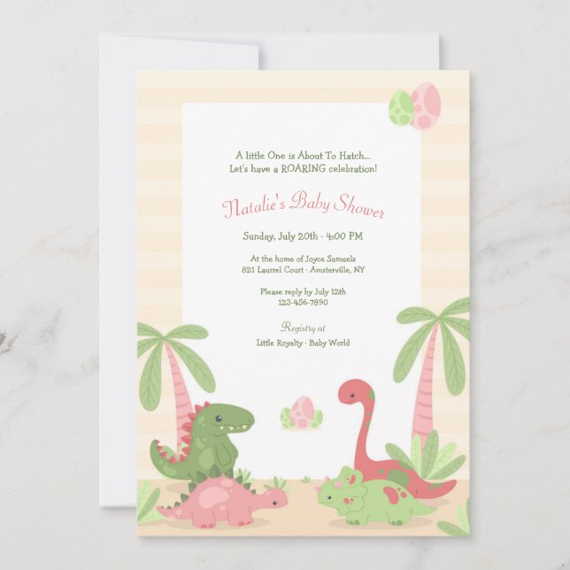 Invitation Baby shower Dinosaur Babies (Devant)