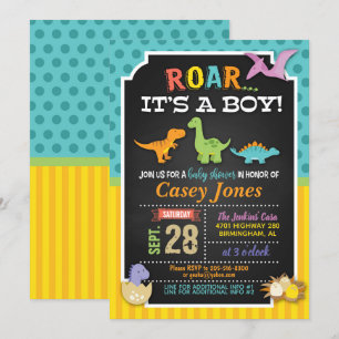 Invitation Baby shower Dinosaur - Garçon