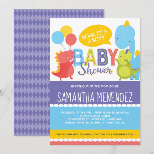 Invitation Baby shower Dinosaur garçon ou fille