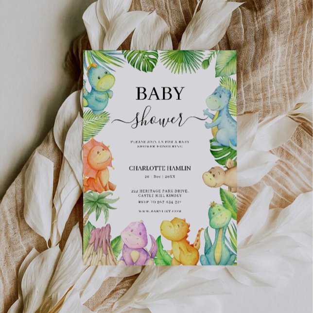 Invitation Baby shower Dinosaur modifiable (Editable Dinosaur Baby Shower Invitation)