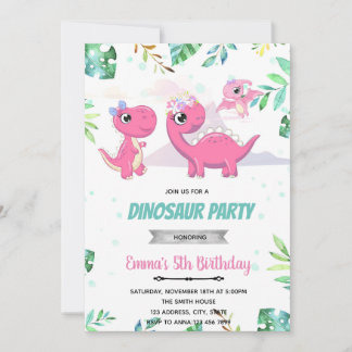 Invitation baby shower Dinosaur Rose