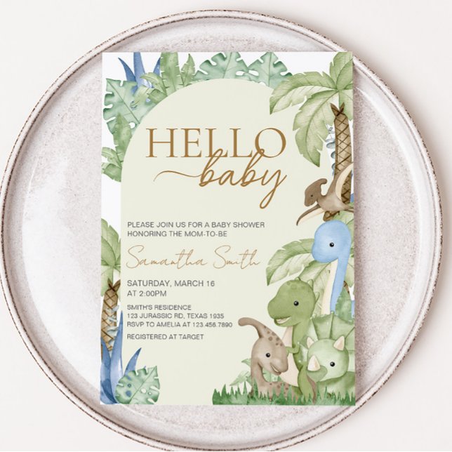 Invitation Baby shower Dinosaur verdoyant (Boho Dinosaur Baby Shower Invitation)
