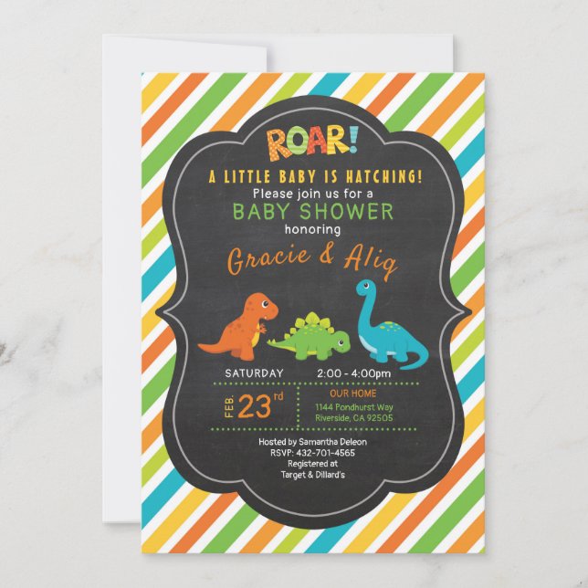 invitation baby shower dinosaure (Devant)