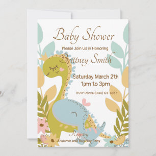Invitation Baby shower Dinosaure, Neutre Sur Le Se