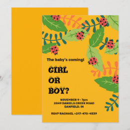 Invitation Baby shower d'insecte de femme jaune