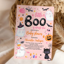 Baby shower d'invitation Halloween rose Fantôme Bo