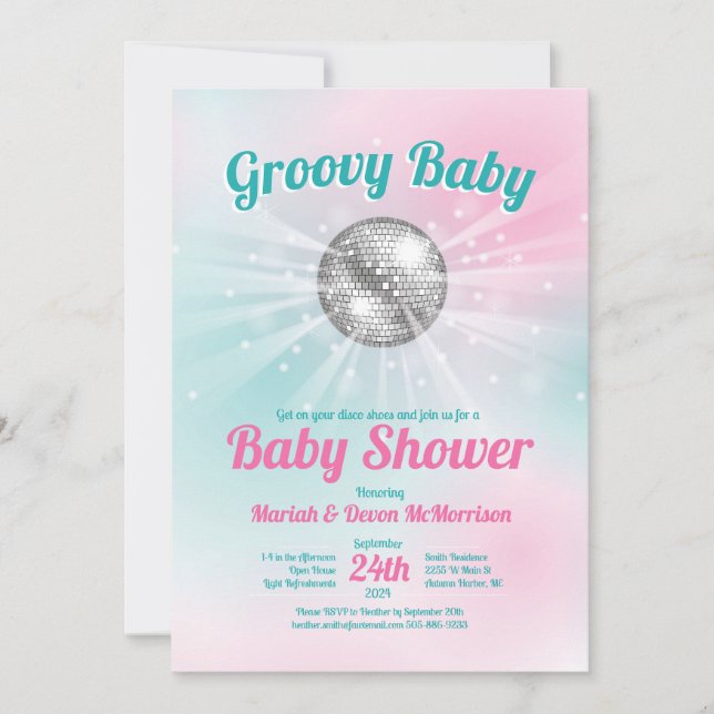 Invitation Baby shower Disco Ball Super (Devant)