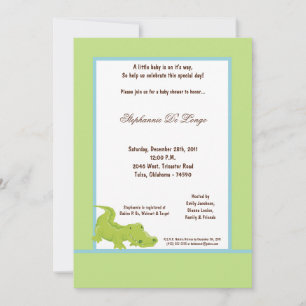 Invitation Baby shower d'ligator vert 5x7