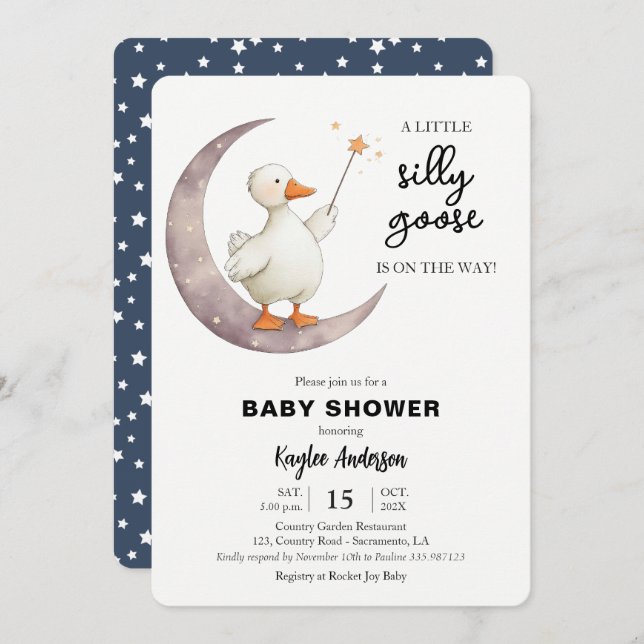Invitation Baby shower d'oie (Devant / Derrière)