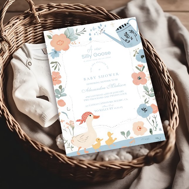Invitation Baby shower d'oie bête bleu (Créateur téléchargé)