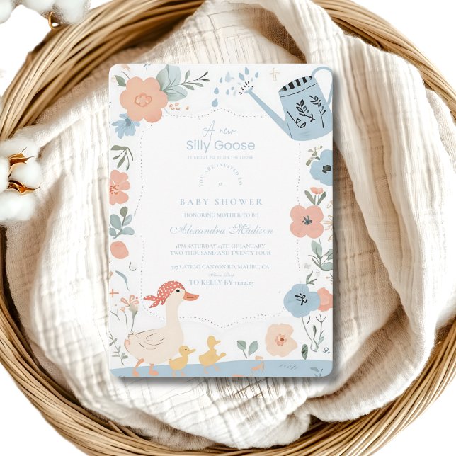 Invitation Baby shower d'oie bête bleu (Créateur téléchargé)