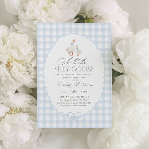 Invitation Baby shower d'oie En vichy bleu