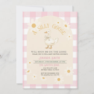Invitation Baby shower d'oie rose marguerite