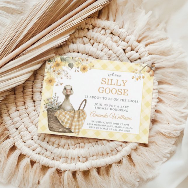 Invitation Baby shower d'oie soie jaune Budget (Créateur téléchargé)