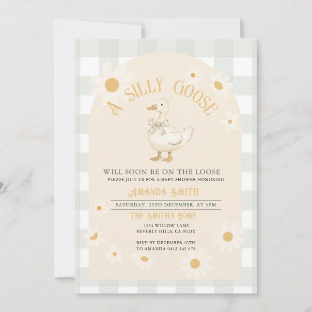 Invitation Baby shower d'oie verte de marmite généralement ne (Devant)