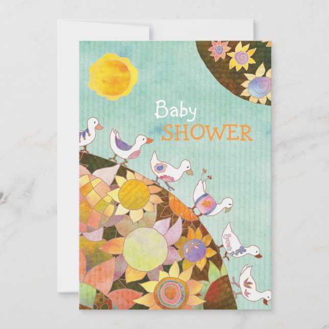 Invitation Baby shower d'Oiseaux de Fleurs Whimsical (Devant)