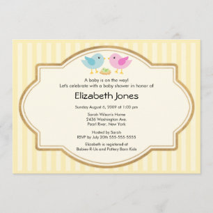 Invitation Baby shower d'oiseaux de maman et papa