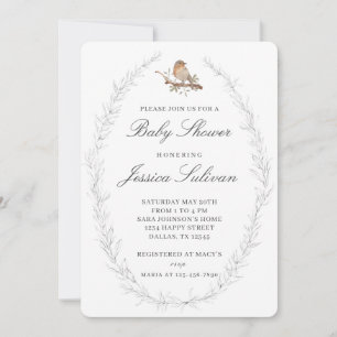 Invitation Baby shower d'oiseaux délicieusement moderne