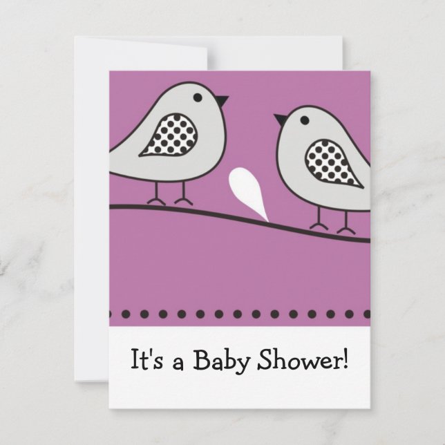 Invitation Baby shower d'oiseaux :::Rose (Devant)