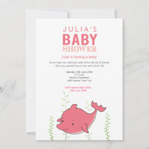Invitation Baby shower Dolphin rose mignon